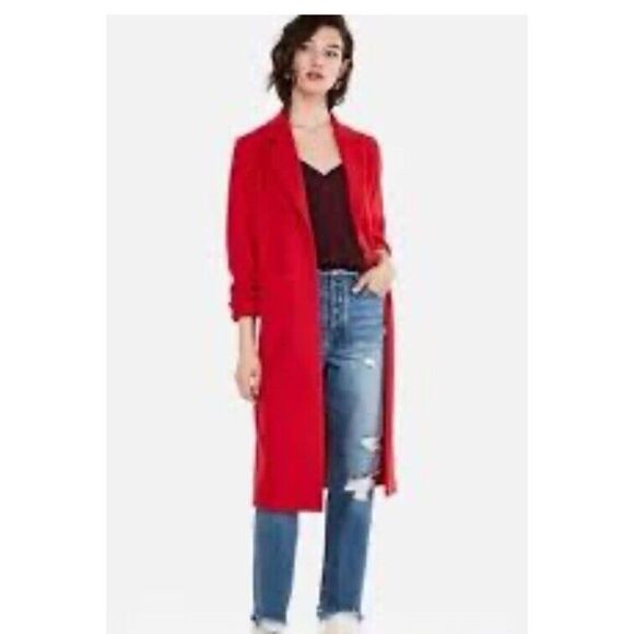 Express One‎ Button Long Blazer Jacket Red Women Size Small Casual - Main Image